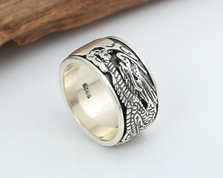 S925 Handmade Vintage Thai Silver Personality Ring Male