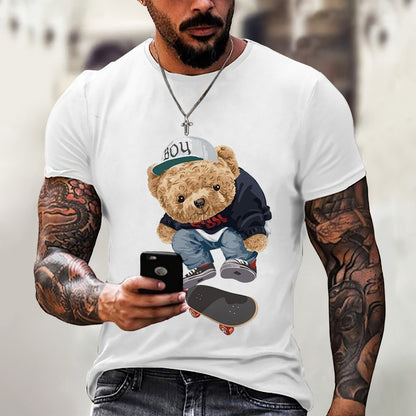 Men's Fashion Casual Animal Bear Printed T-shirt