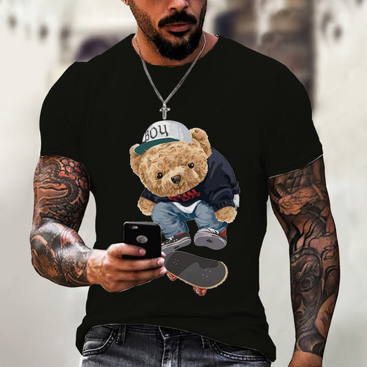 Men's Fashion Casual Animal Bear Printed T-shirt