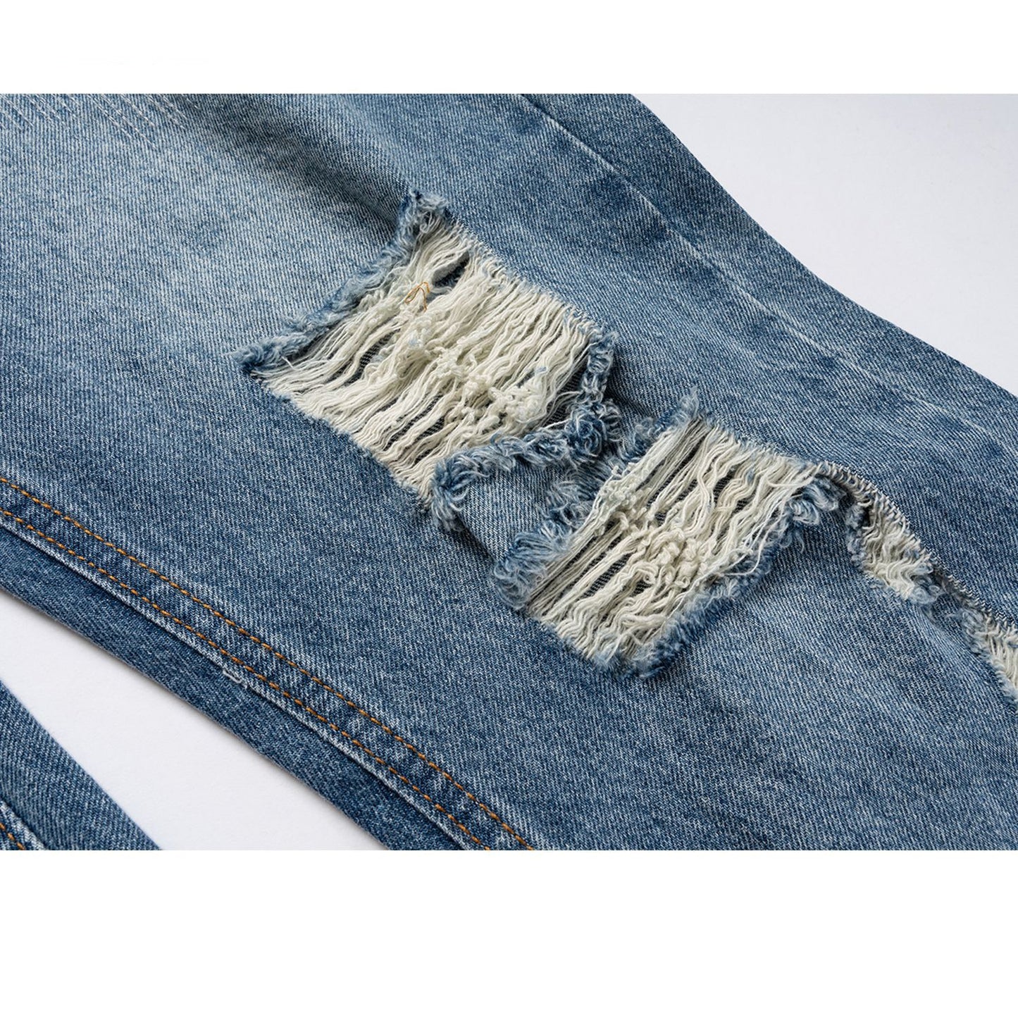 Men's Hip Hop Ripped Straight Long Jeans