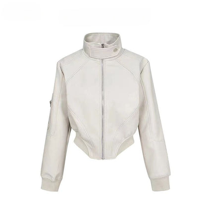 American Retro Short Leather Jacket Women