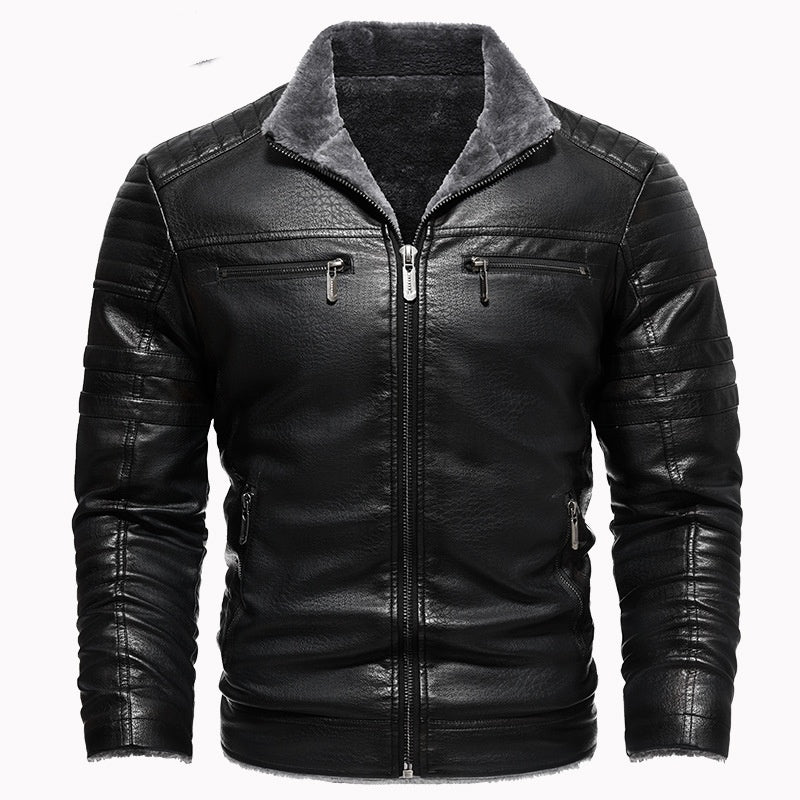 Leather Thickened Artificial Leather Plush Warm Jacket