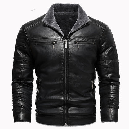 Leather Thickened Artificial Leather Plush Warm Jacket