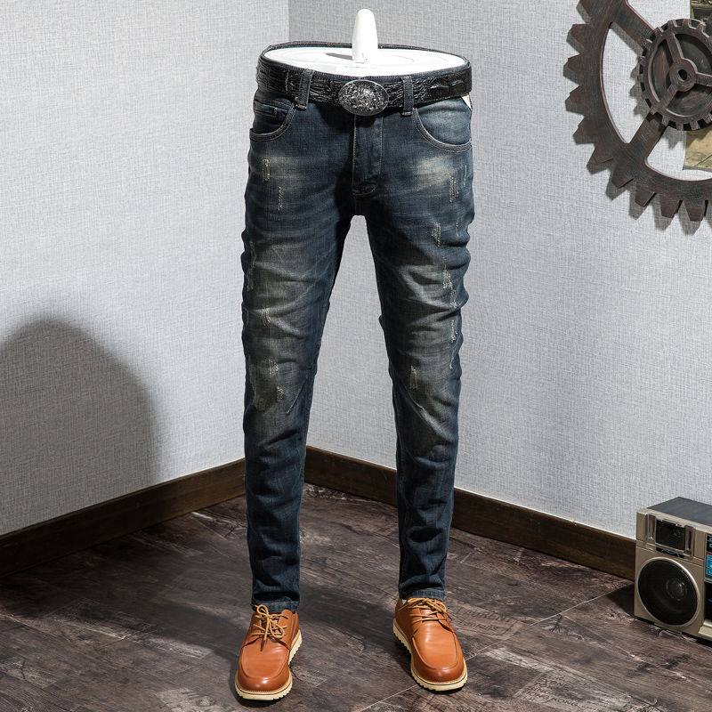 Retro Nostalgic Jeans Spring And Autumn Tide Brand Self-cultivation Korean Version