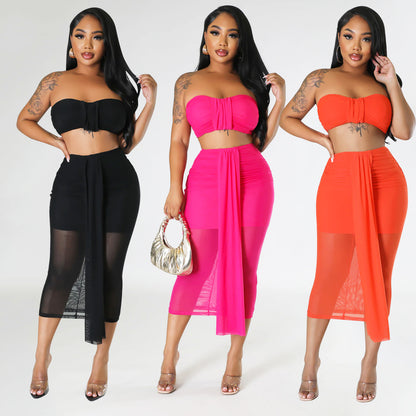 Women's Mesh Chest Wrap Two-piece Set