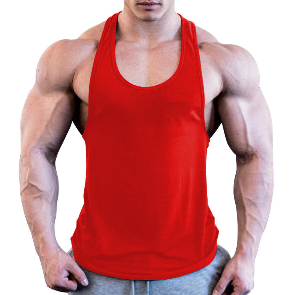 Men's Solid Color Wide Shoulder I-shaped Vest