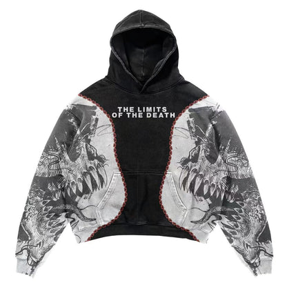 Gothic Casual Letter Explosion Print Men's Clothing Skull Hoodie