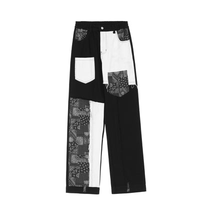 Street Contrast Stitching Personality Straight Jeans