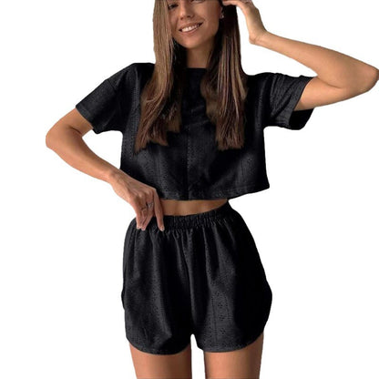 Hollow-out Cropped Two-piece Set