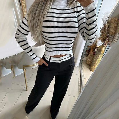 Fashion Casual Long Sleeve Top Loose Trousers Two-piece Set