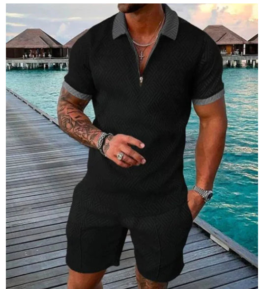 Casual Men's European And American Fashion Men's Polo Shirt Suit