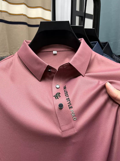 Summer Polo Shirt Business Casual Seamless Ice Silk