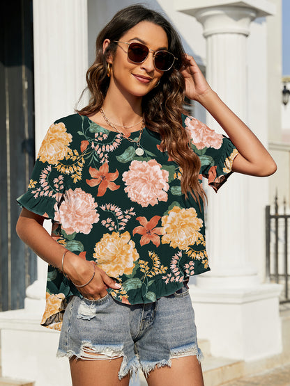 Women's Round Neck Printed Top