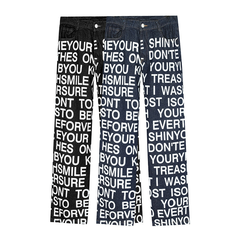 WritingTrendy Brand American Retro Simple Casual Jeans Street