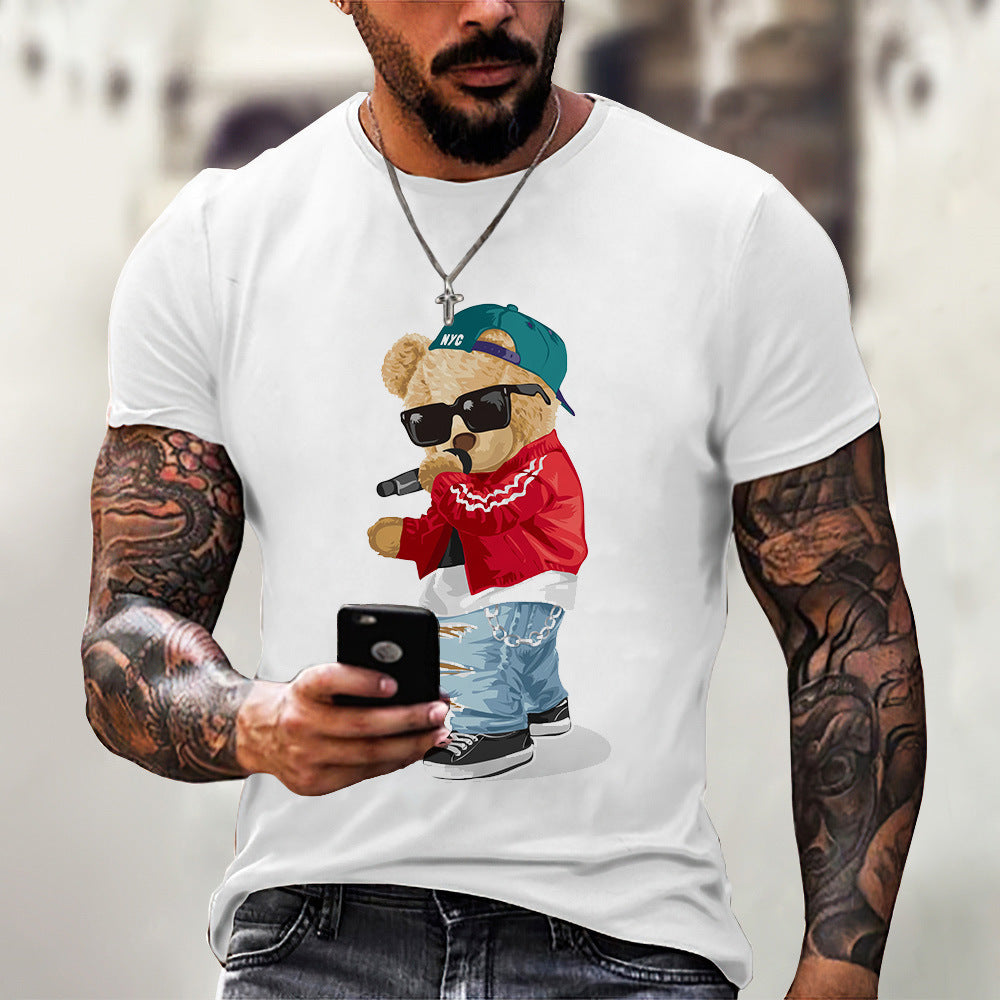 Men's Fashion Casual Animal Bear Printed T-shirt