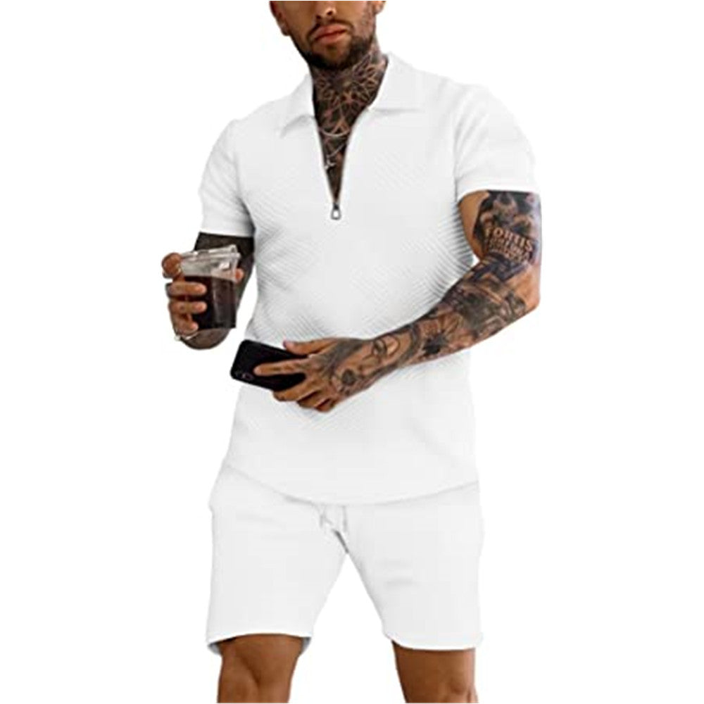 Men's Polo Short-sleeved Shorts Sports And Leisure Two-piece Suit