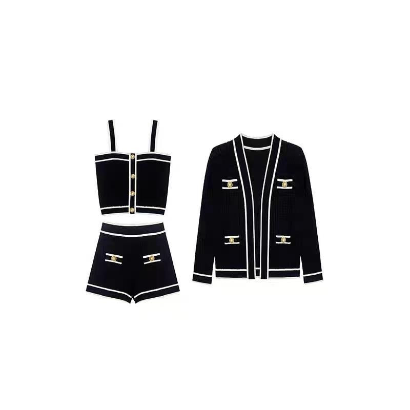 Women's Cardigan Knitted Three-piece Suit