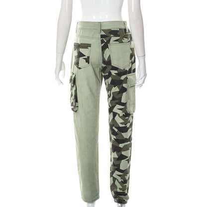 Women's Colorblock Slim Fit Camo Jeans