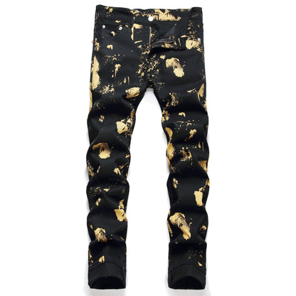 Street Mid Waist Casual Men's Jeans Digital Printing Trousers