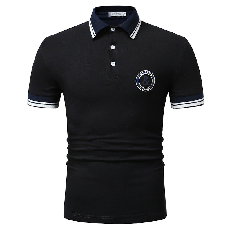 Men's Short Sleeved Polo Shirt Fashion Printed Bottom Shirt