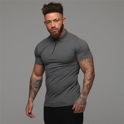 Summer Lapels Short Sleeve Fitness T-shirt Sports Polo Shirts