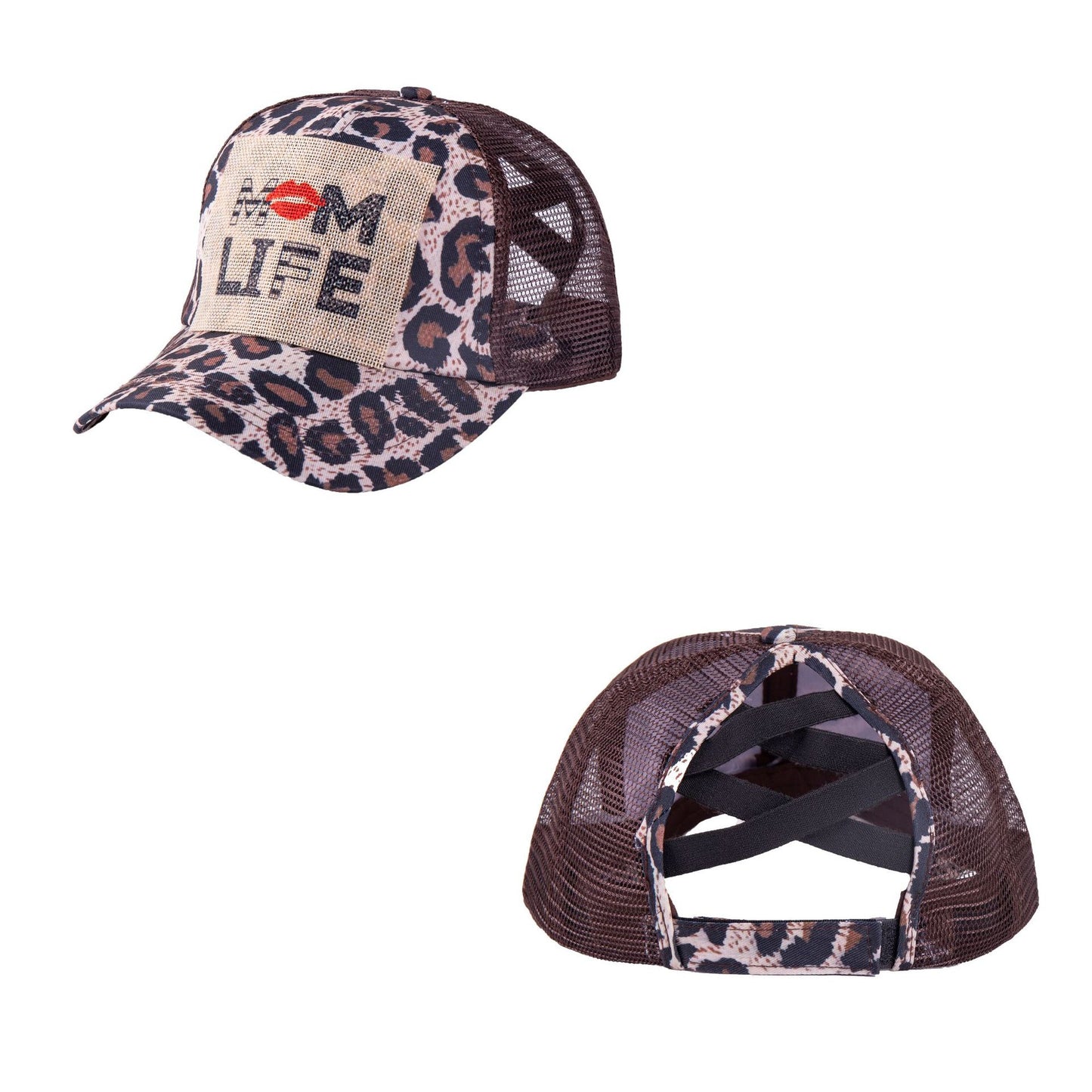 Leopard Cross Horsetail Baseball Cap