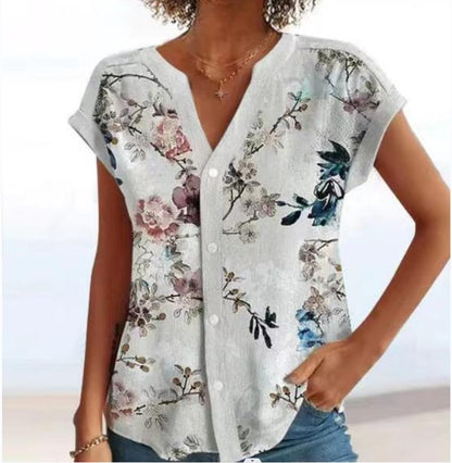 Casual Button Cardigan Vest Women's T-shirt